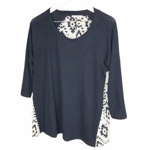 Le Lis Stitch Fix Black & Cream Contrast Blouse